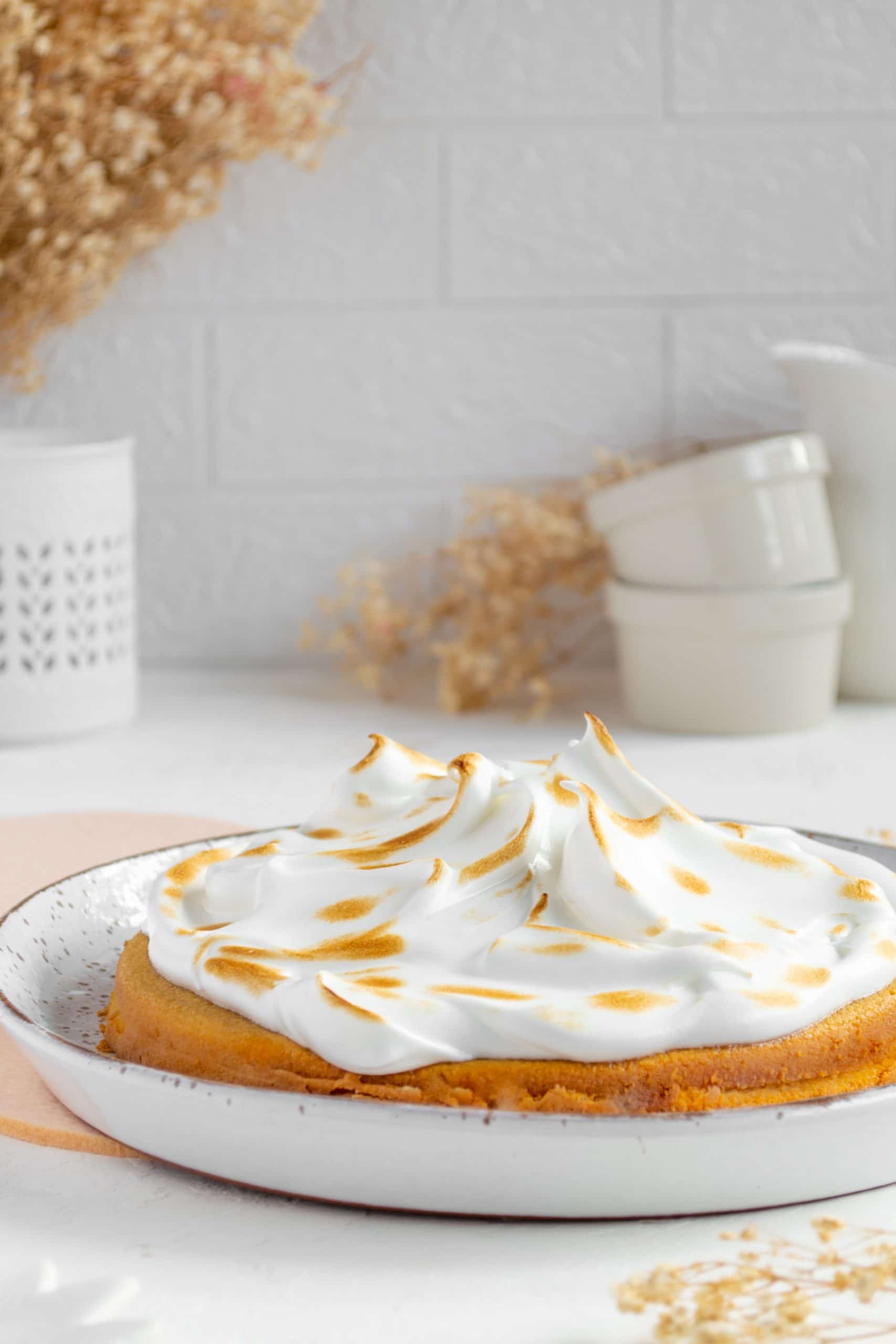 food photography of a torched meringue pie